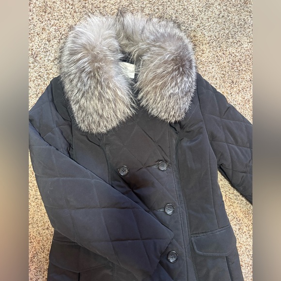 European long puffer coat with fox fur collar , M - Picture 4 of 16